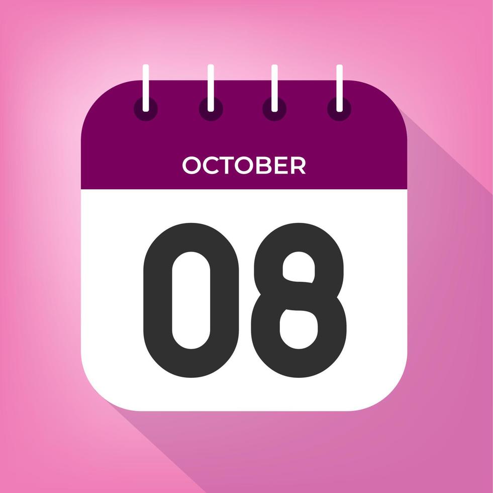 oktober dag 8. aantal acht Aan een wit papier met Purper kleur grens Aan een roze achtergrond vector. vector