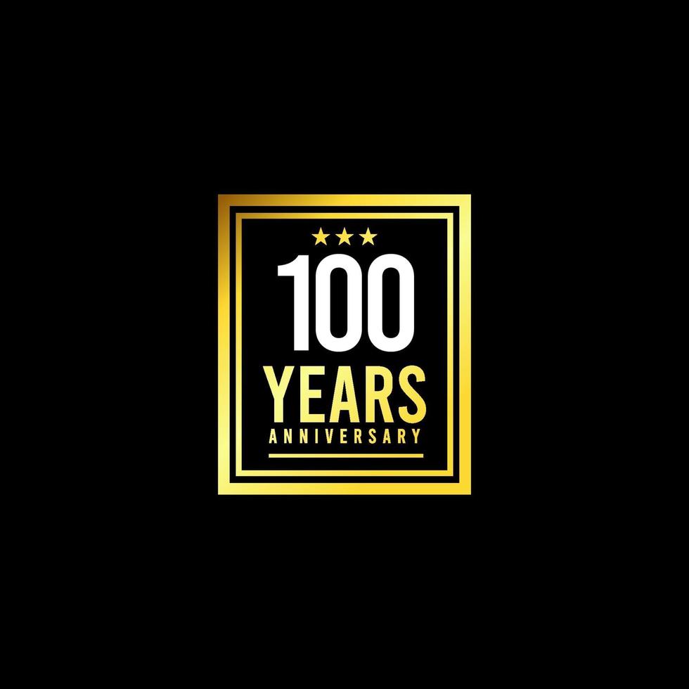 100 jaar verjaardag gouden vierkant ontwerp logo sjabloon vectorillustratie vector