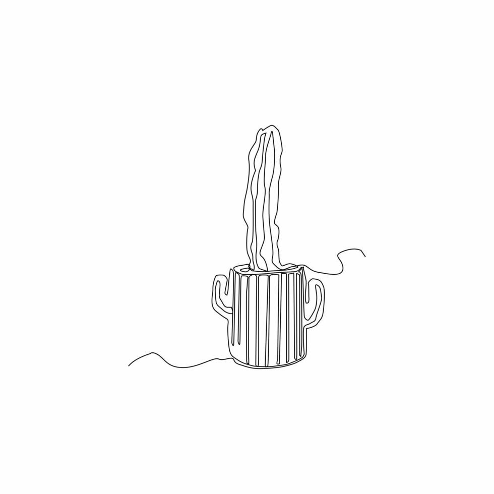 cactus boom doorlopend lijn tekening kunst vector