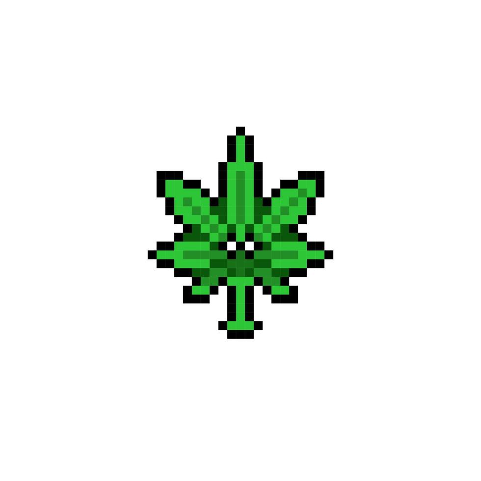 hennep blad in pixel kunst stijl vector