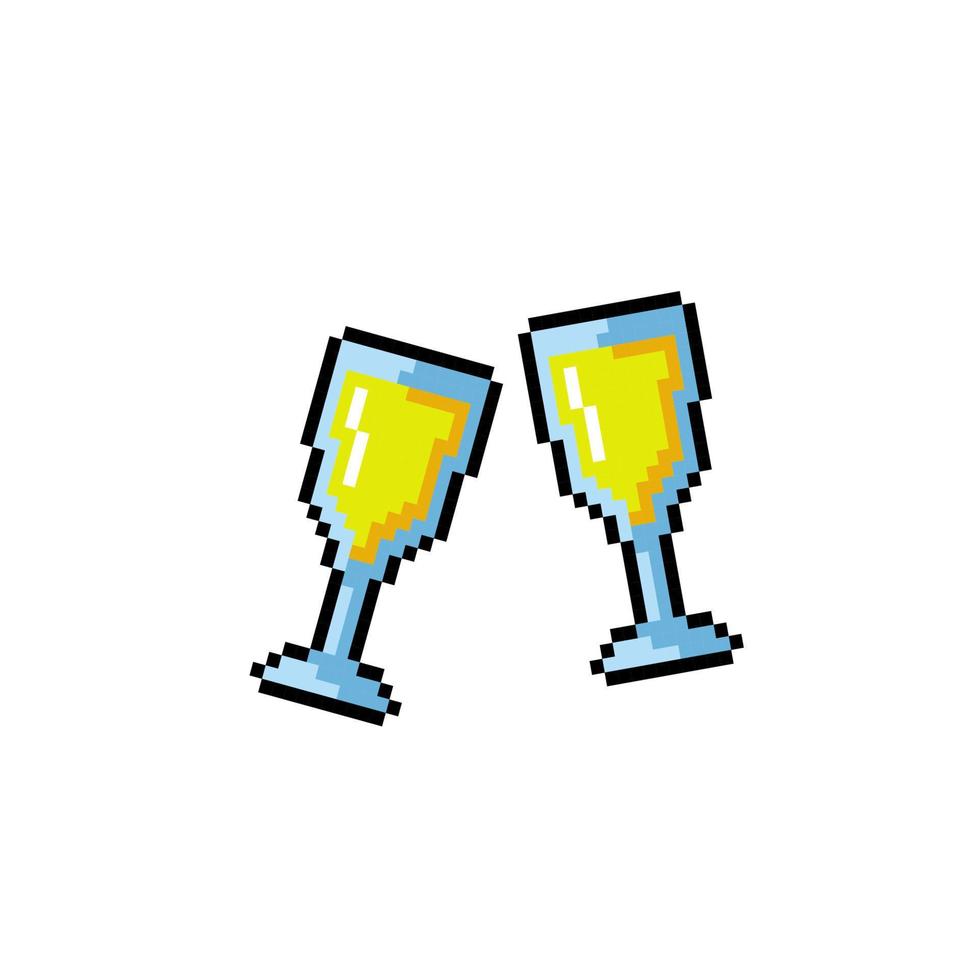 twee glas limonade in pixel kunst stijl vector