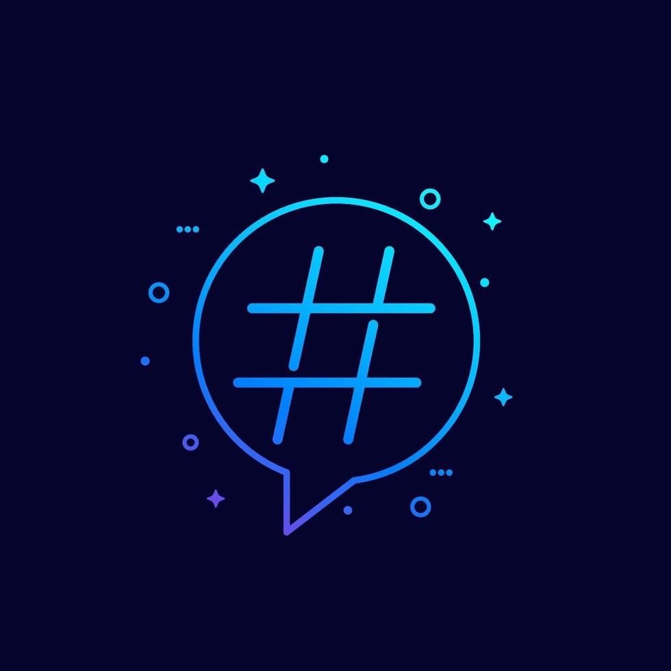 hashtag-pictogram, lineair vector