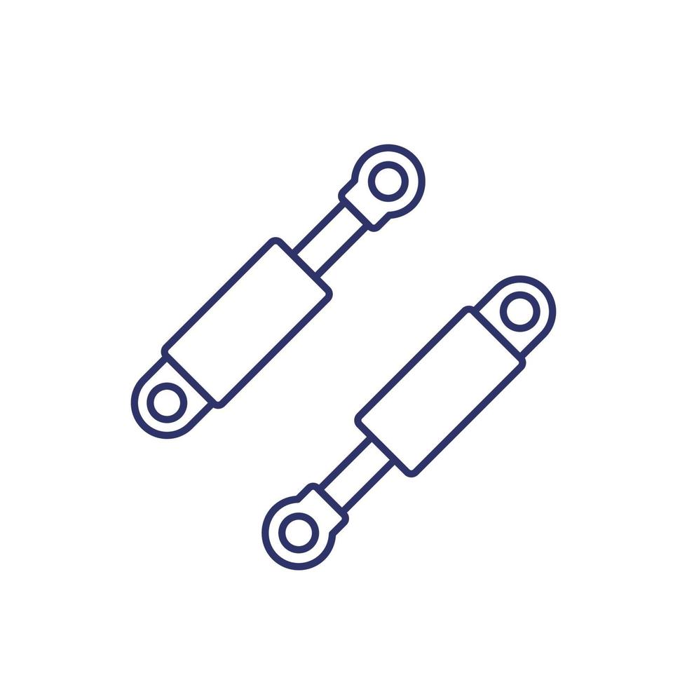 hydraulische cilinders lijn pictogram op wit vector