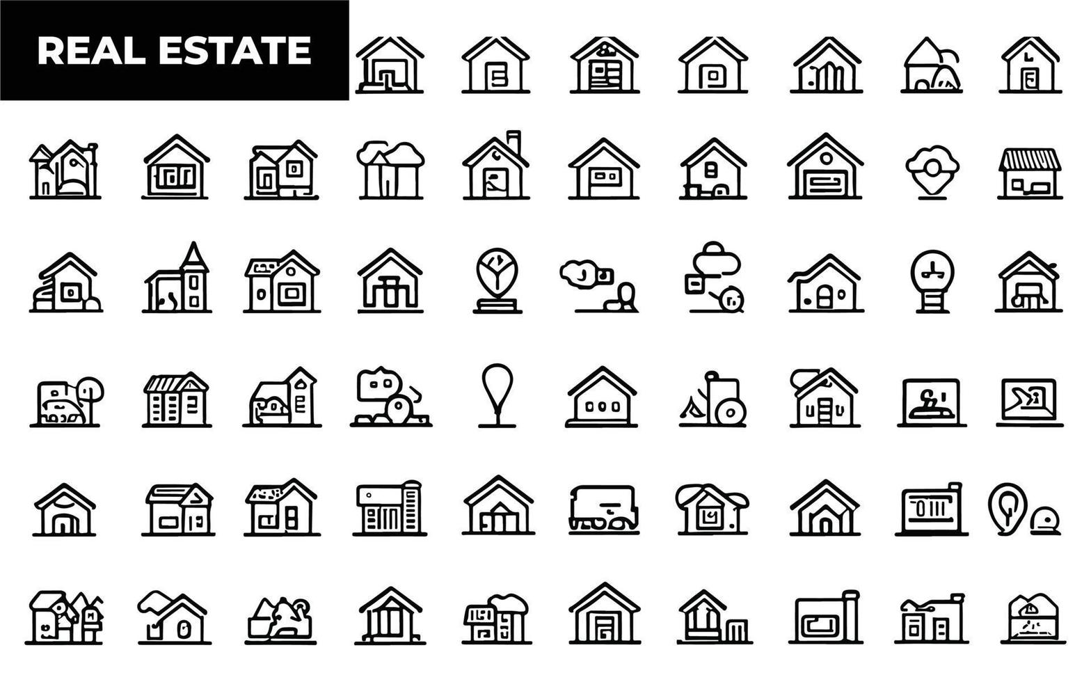 echt landgoed dun lijn pictogrammen. echt landgoed symbolen set. inbegrepen de pictogrammen net zo huis, huis, makelaar, tussenpersoon, plan bewerkbare beroerte icoon. echt landgoed pictogrammen verzameling. huis lijn pictogrammen. vector