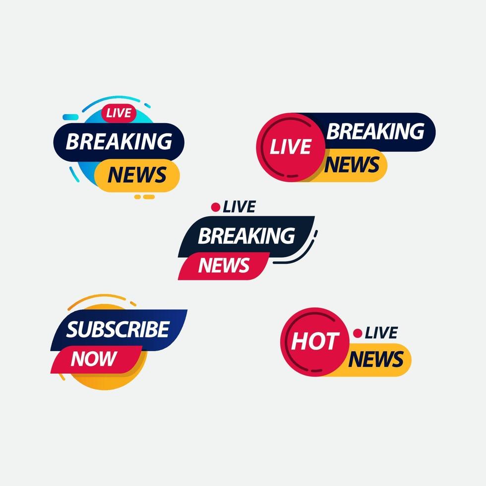 breaking news live tv label logo vector sjabloonontwerp illustratie