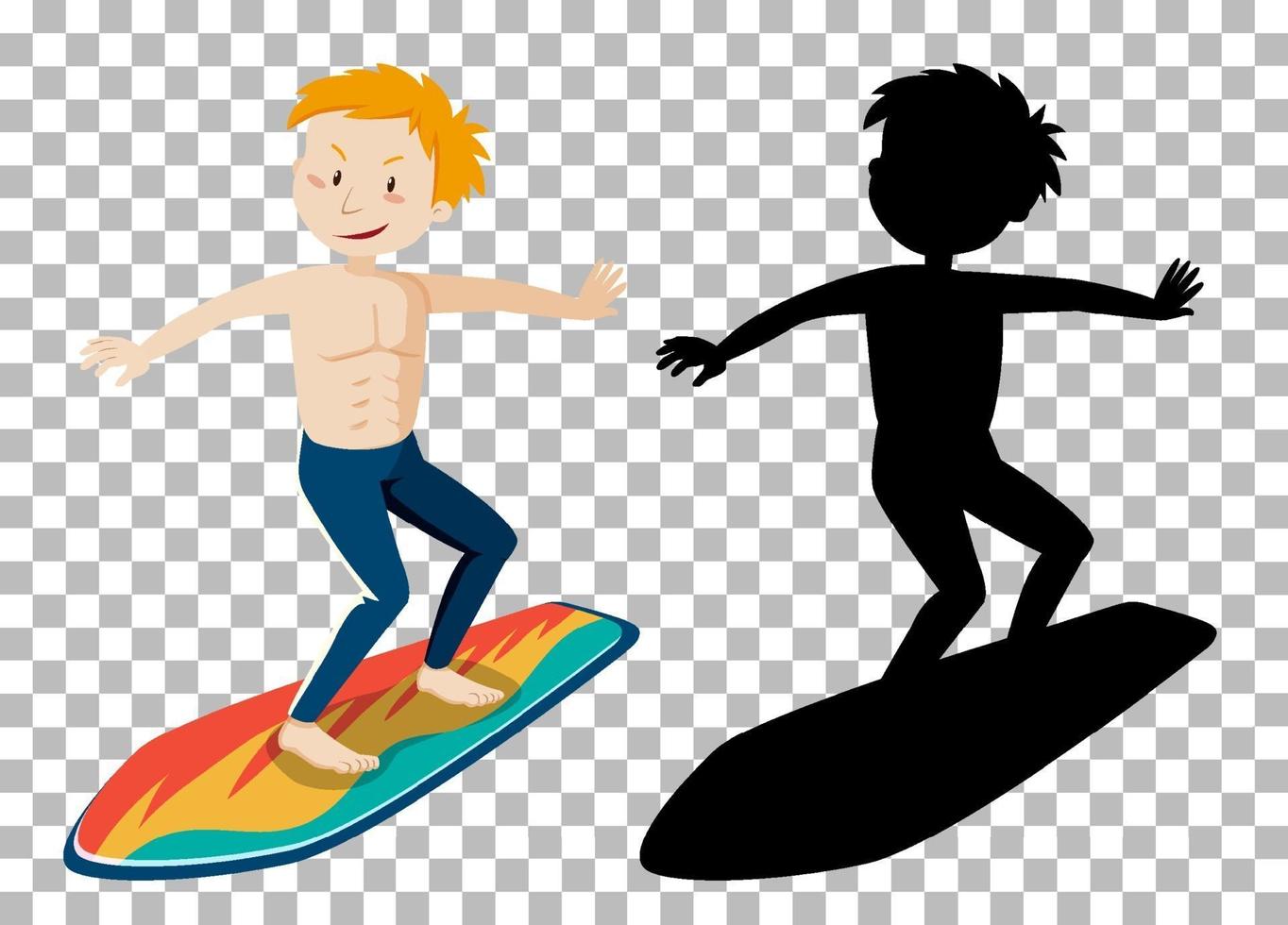 zomer stripfiguur surfen vector