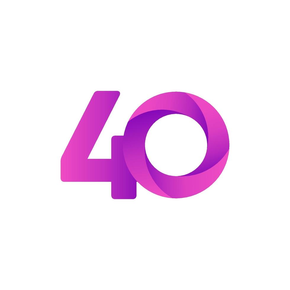40 jaar verjaardag viering paarse vector sjabloon ontwerp illustratie