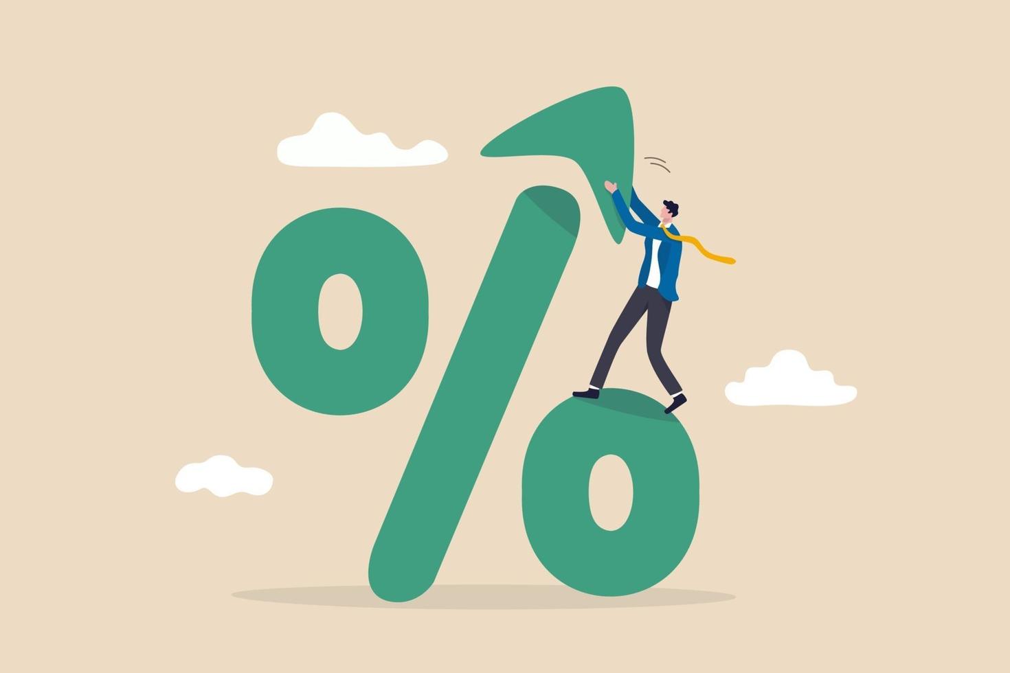 rentetarief, belasting- of btw-verhoging, opwaartse trend van lening en hypotheek, investeringswinst of dividend dat stijgt vector