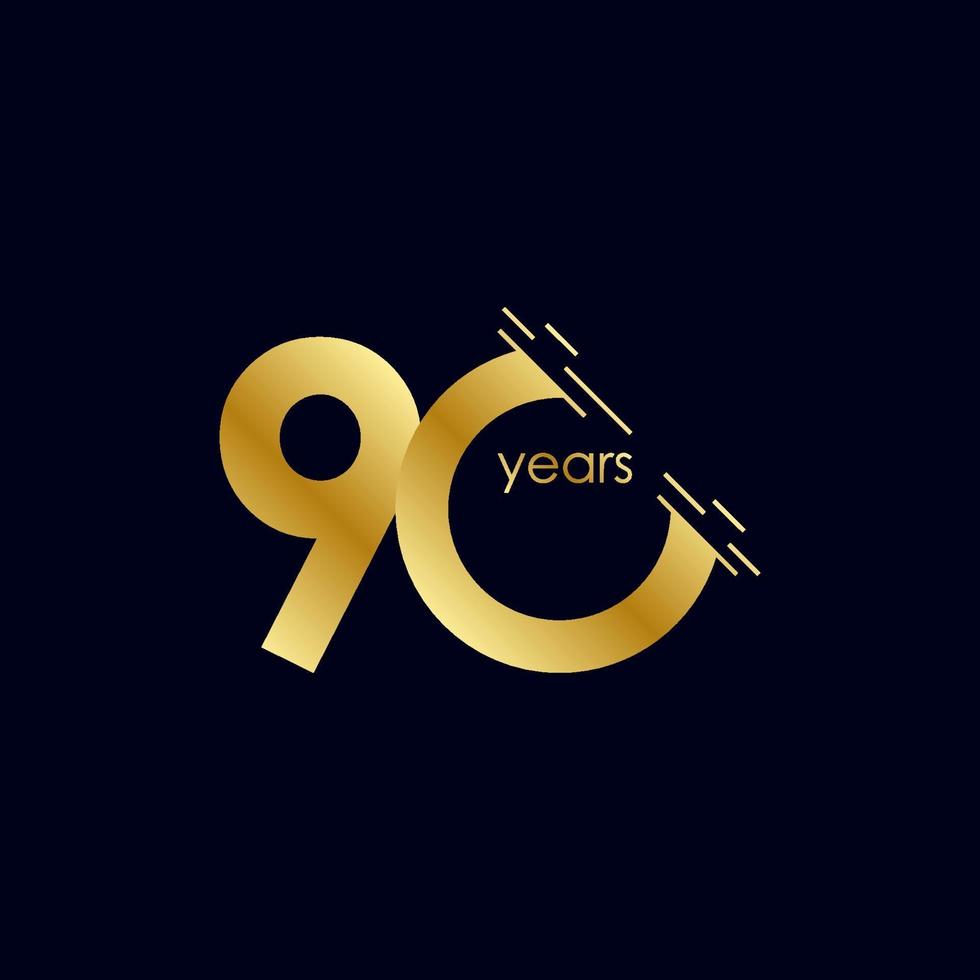 90 jaar verjaardag viering gouden vector sjabloon ontwerp illustratie