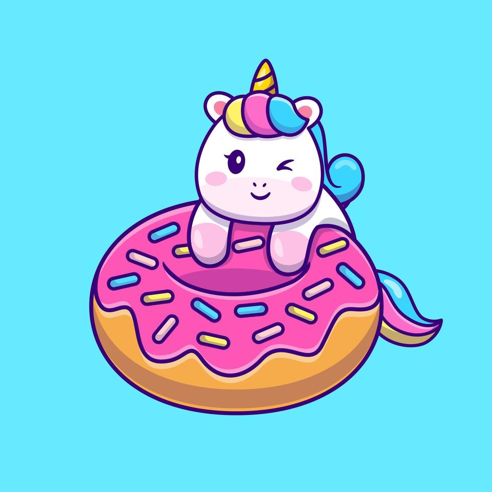 schattig eenhoorn met donut tekenfilm vector icoon illustratie. dier voedsel icoon concept geïsoleerd premie vector. vlak tekenfilm stijl