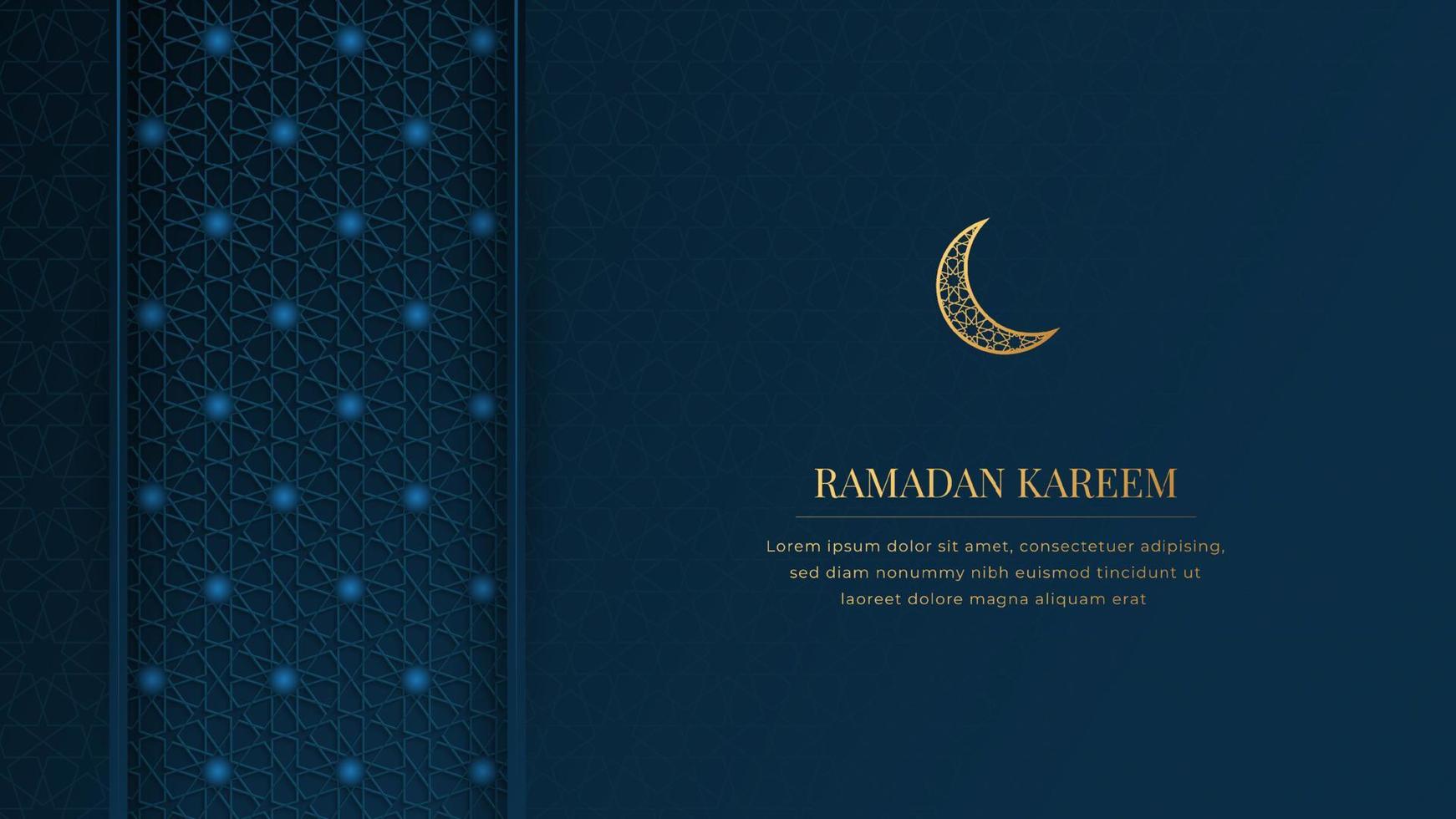 Ramadan kareem Islamitisch Arabisch blauw luxe achtergrond met meetkundig patroon en ornament vector