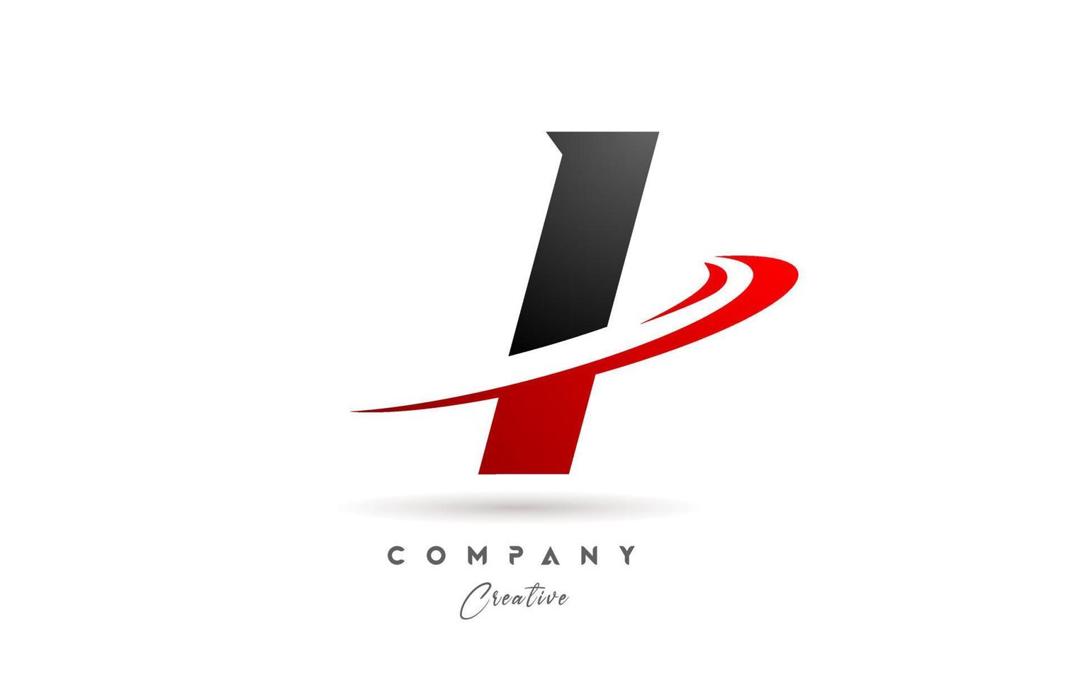 zwart grijs ik alfabet brief logo icoon ontwerp met rood zucht. creatief sjabloon voor bedrijf en bedrijf vector