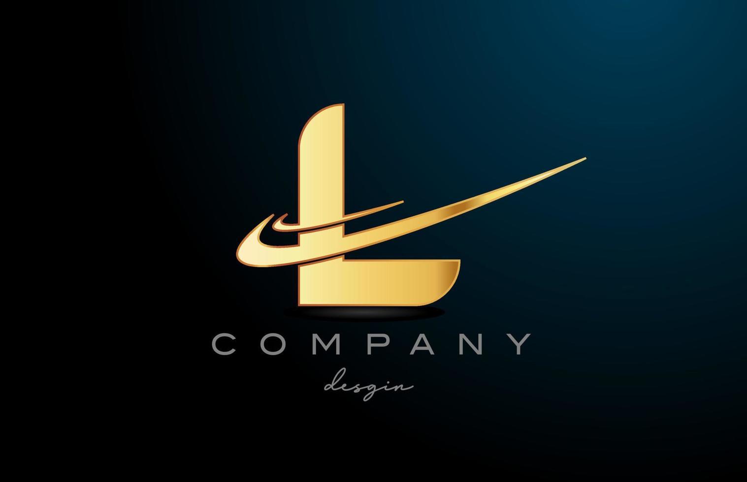 l alfabet brief logo met dubbele swoosh in goud gouden kleur. zakelijke creatief sjabloon ontwerp voor bedrijf vector