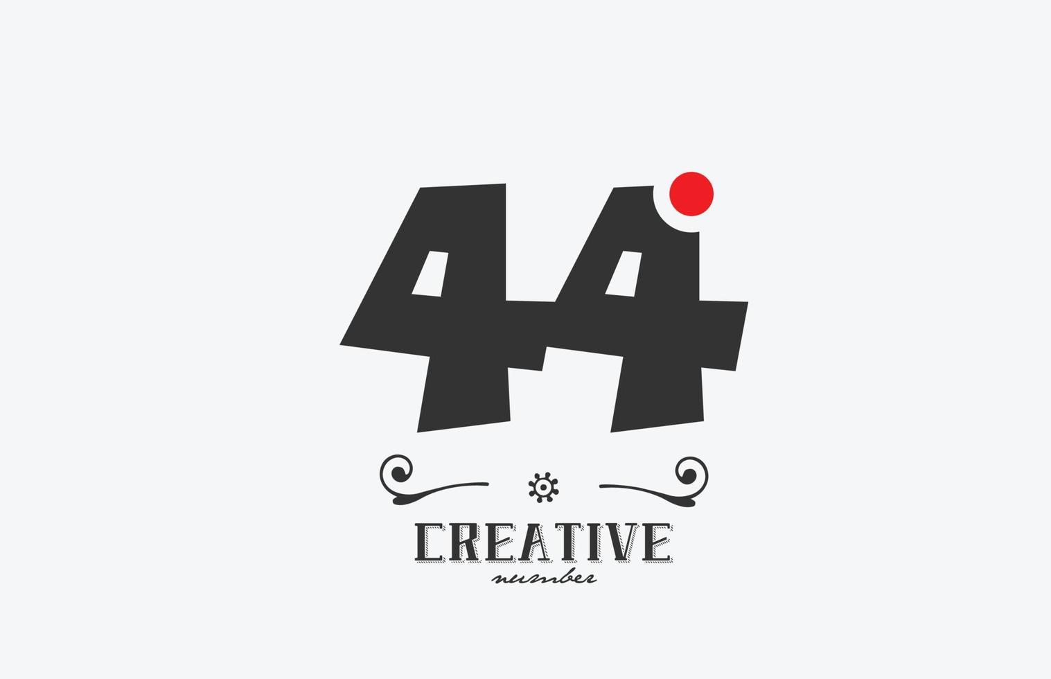 grijs 44 aantal logo icoon ontwerp met rood punt. creatief sjabloon voor bedrijf en bedrijf vector