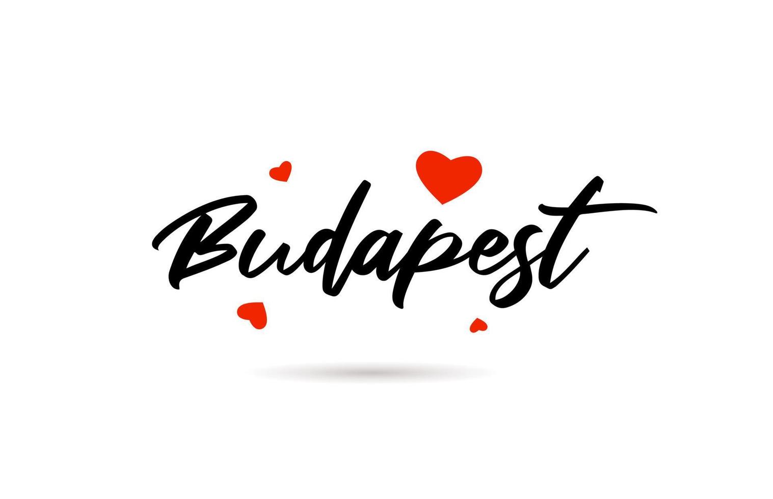 Boedapest handgeschreven stad typografie tekst met liefde hart vector