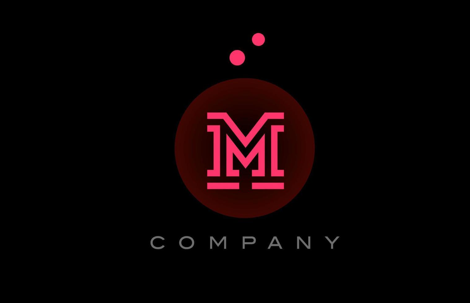zwart roze m alfabet brief logo icoon met dots en cirkel. sjabloon ontwerp voor bedrijf en bedrijf vector