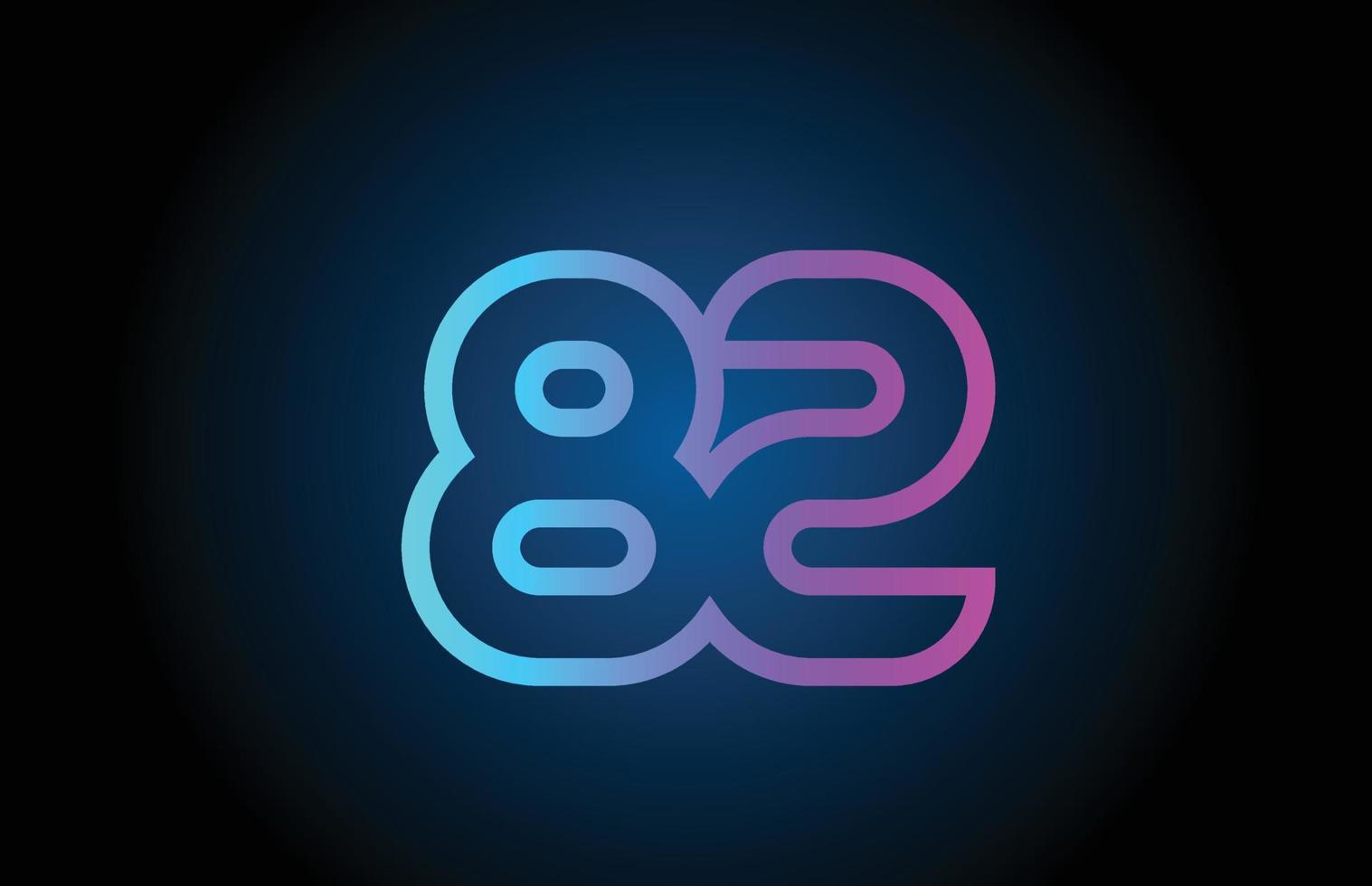 roze lijn 82 aantal logo icoon ontwerp. creatief sjabloon voor bedrijf en bedrijf vector