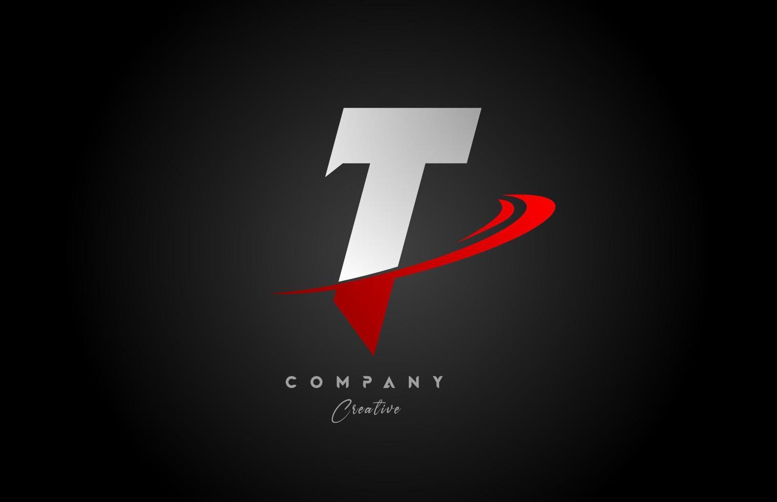rood swoosh t alfabet brief logo icoon ontwerp met zwart grijs kleur. creatief sjabloon voor bedrijf en bedrijf vector