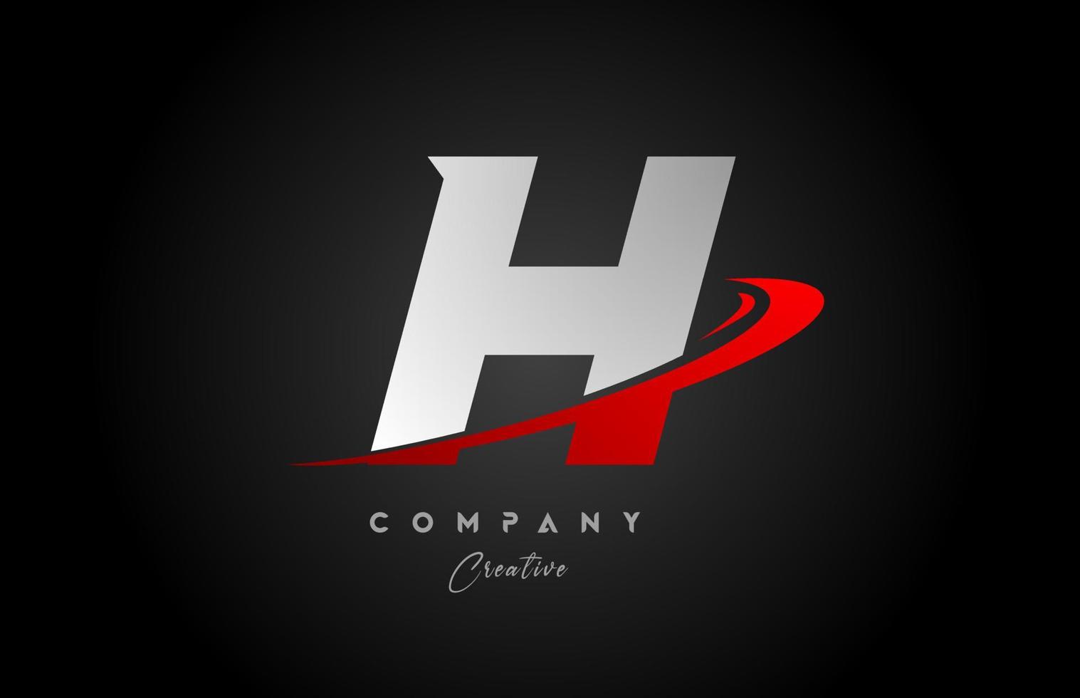 rood swoosh h alfabet brief logo icoon ontwerp met zwart grijs kleur. creatief sjabloon voor bedrijf en bedrijf vector