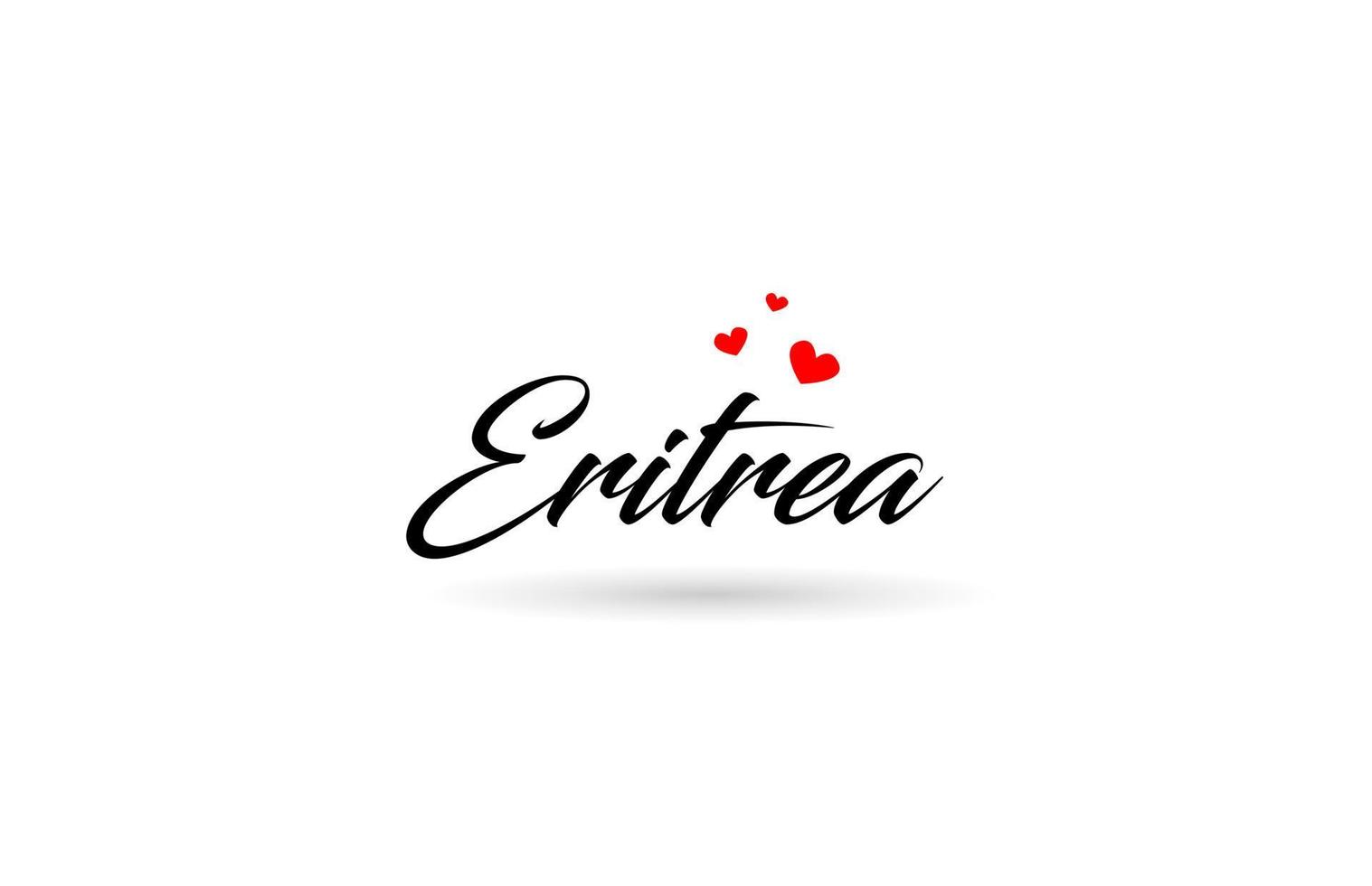 eritrea naam land woord met drie rood liefde hart. creatief typografie logo icoon ontwerp vector