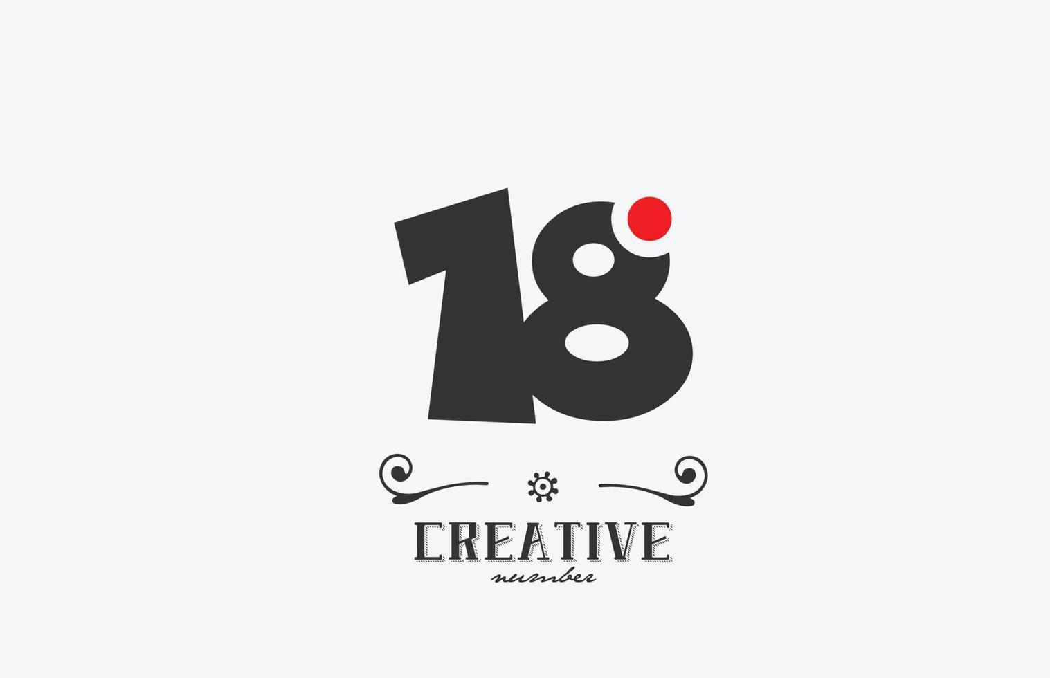 grijs 18 aantal logo icoon ontwerp met rood punt. creatief sjabloon voor bedrijf en bedrijf vector