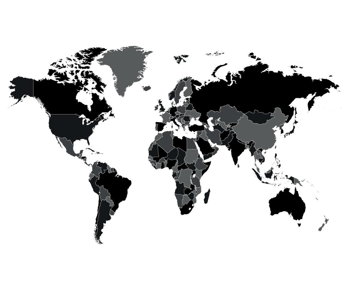 zwart en wit wereld kaart vector