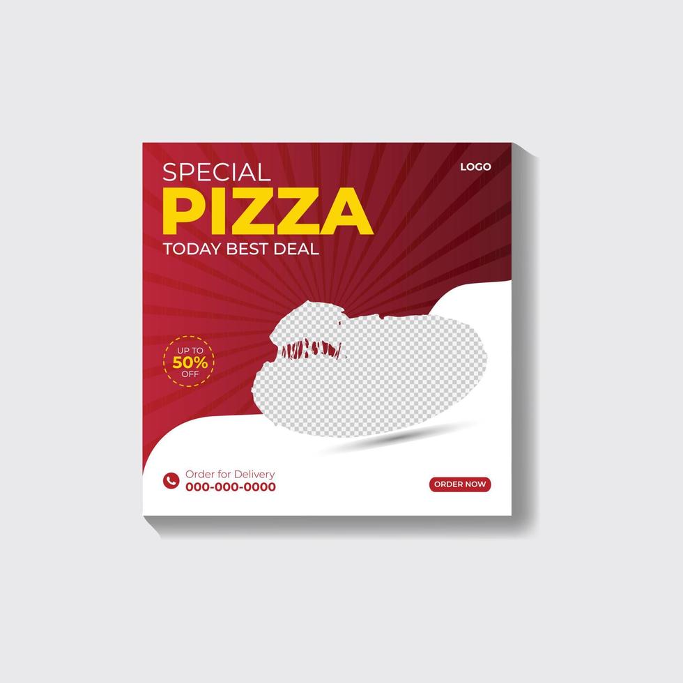 voedsel menu en speciaal heerlijk pizza sociaal media instagram banier sjabloon vector