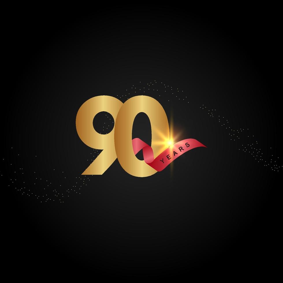 90 jaar verjaardag viering gouden vector sjabloon ontwerp illustratie