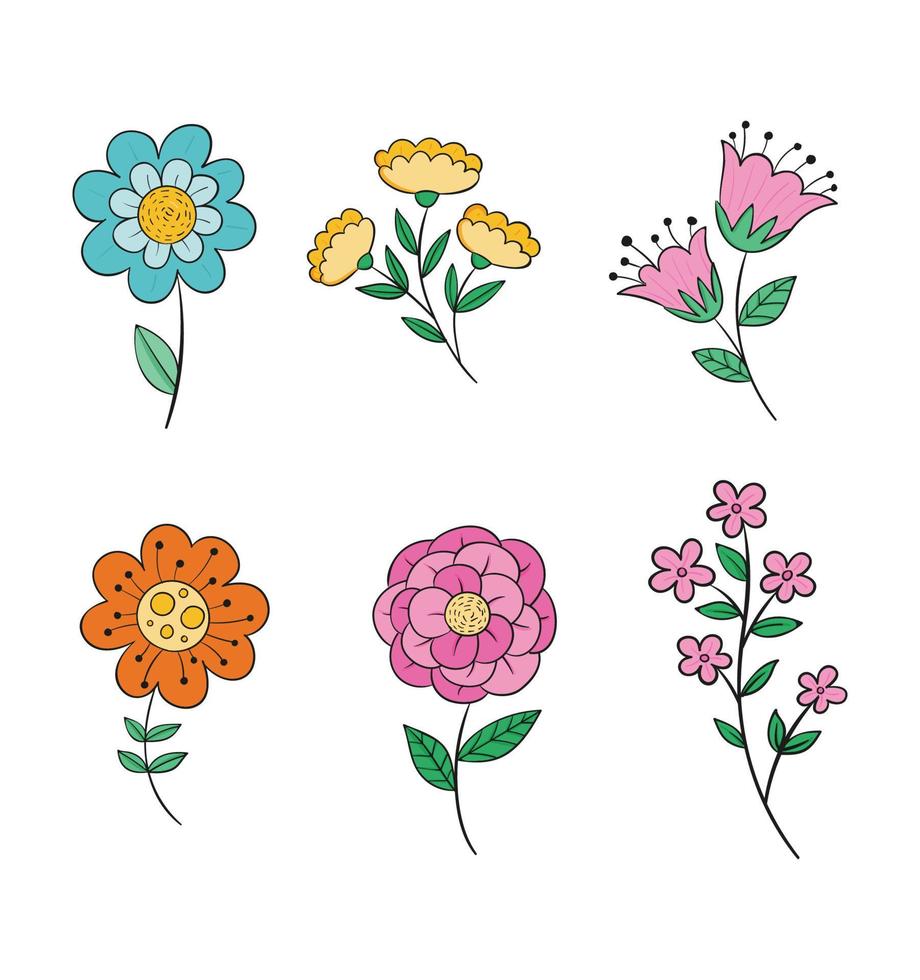 schattig voorjaar bloemen vector verzameling