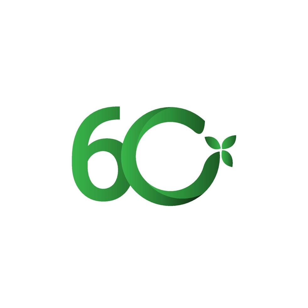 60 jaar verjaardag groen verlof vector sjabloon ontwerp illustratie