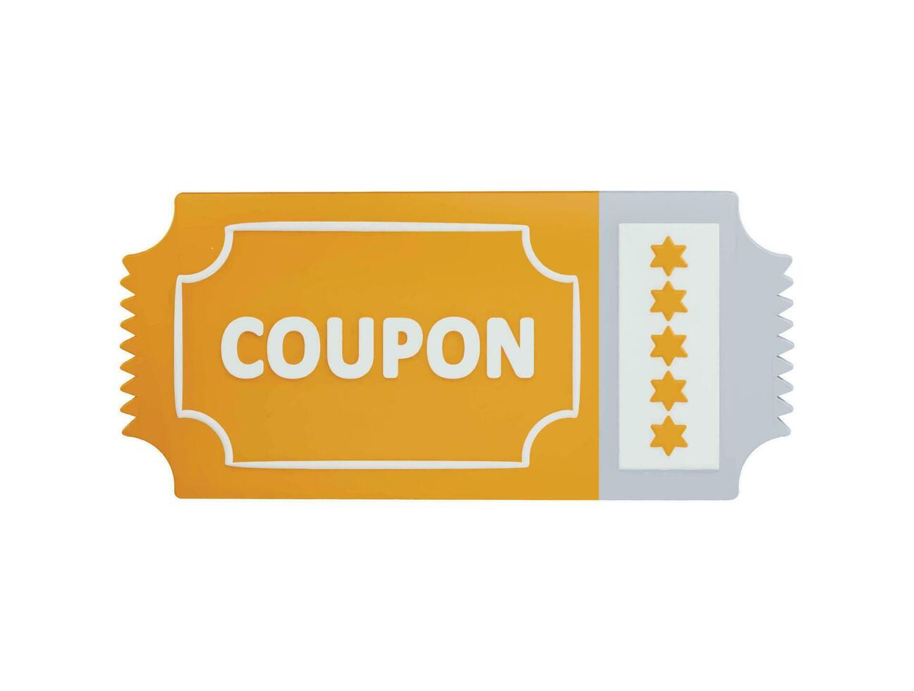 korting coupon met vijf sterren icoon 3d renderen vector illustratie