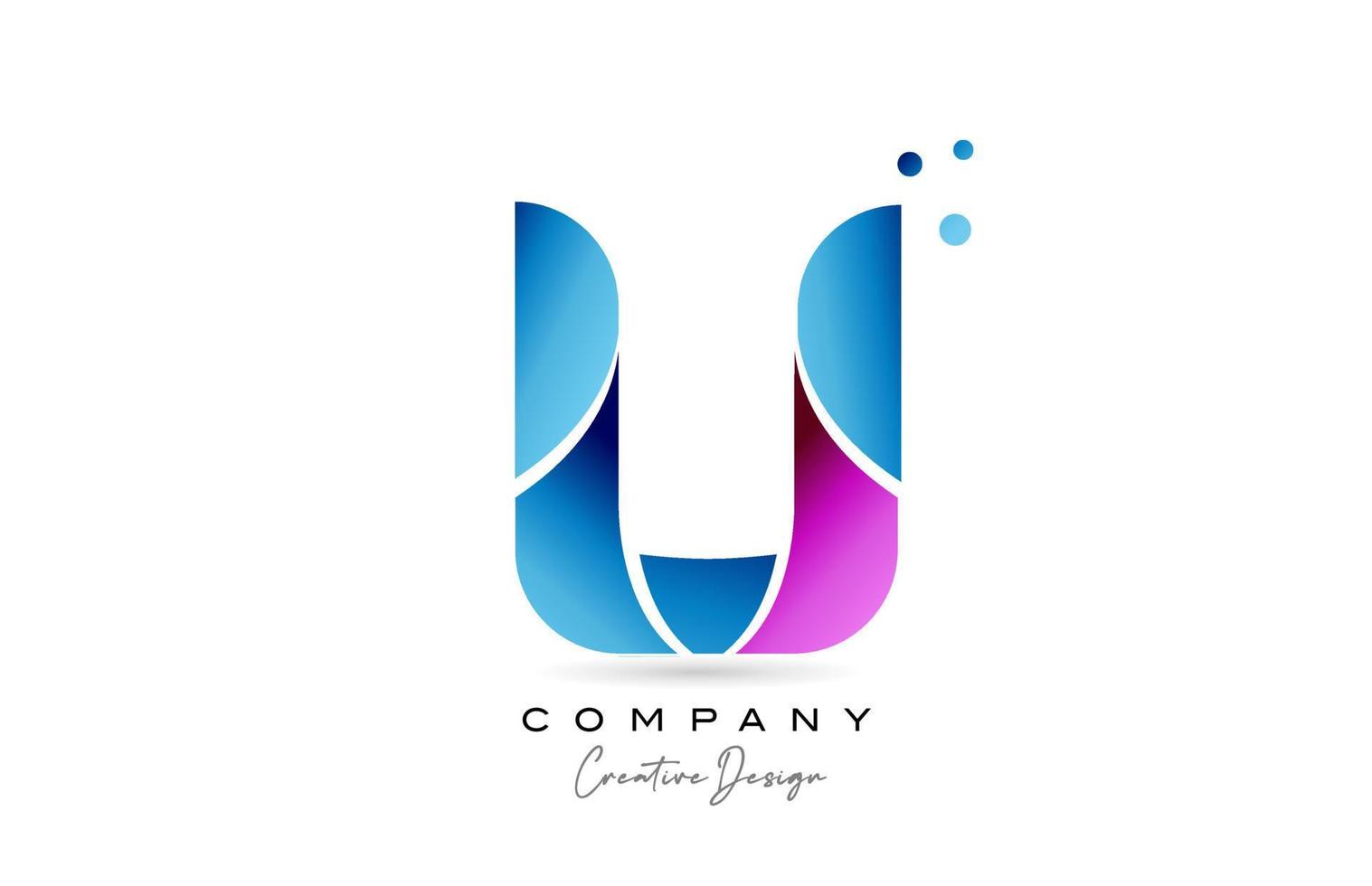 roze blauw u alfabet brief logo icoon ontwerp met verloop. creatief sjabloon voor bedrijf en bedrijf vector