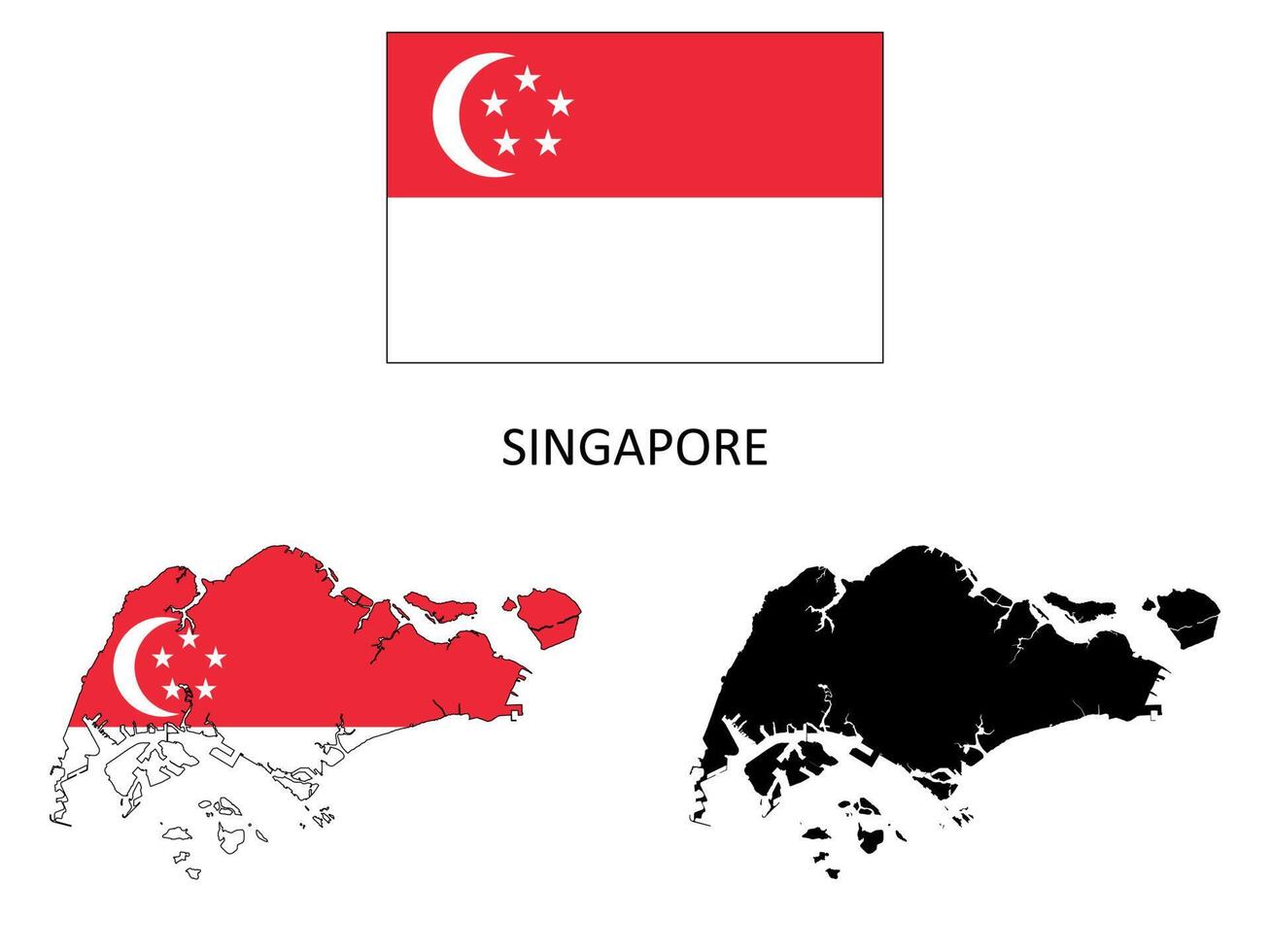 Singapore vlag en kaart Victor illustratie vector