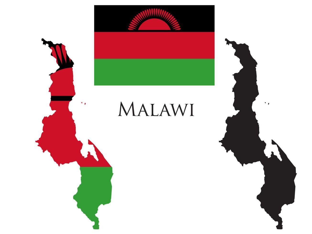 Malawi vlag en kaart illustratie vector