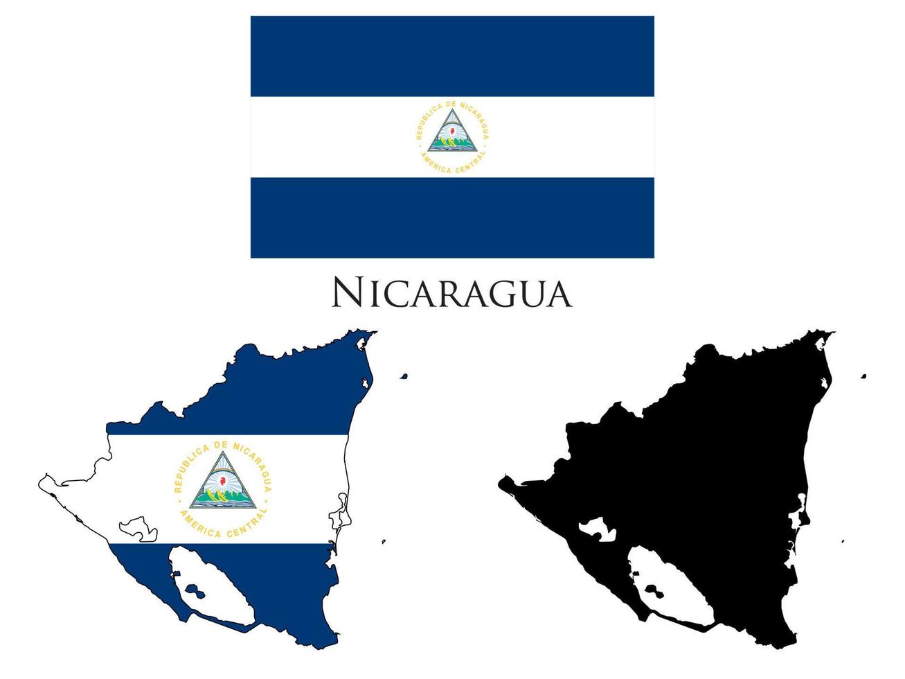 Nicaragua vlag en kaart illustratie vector
