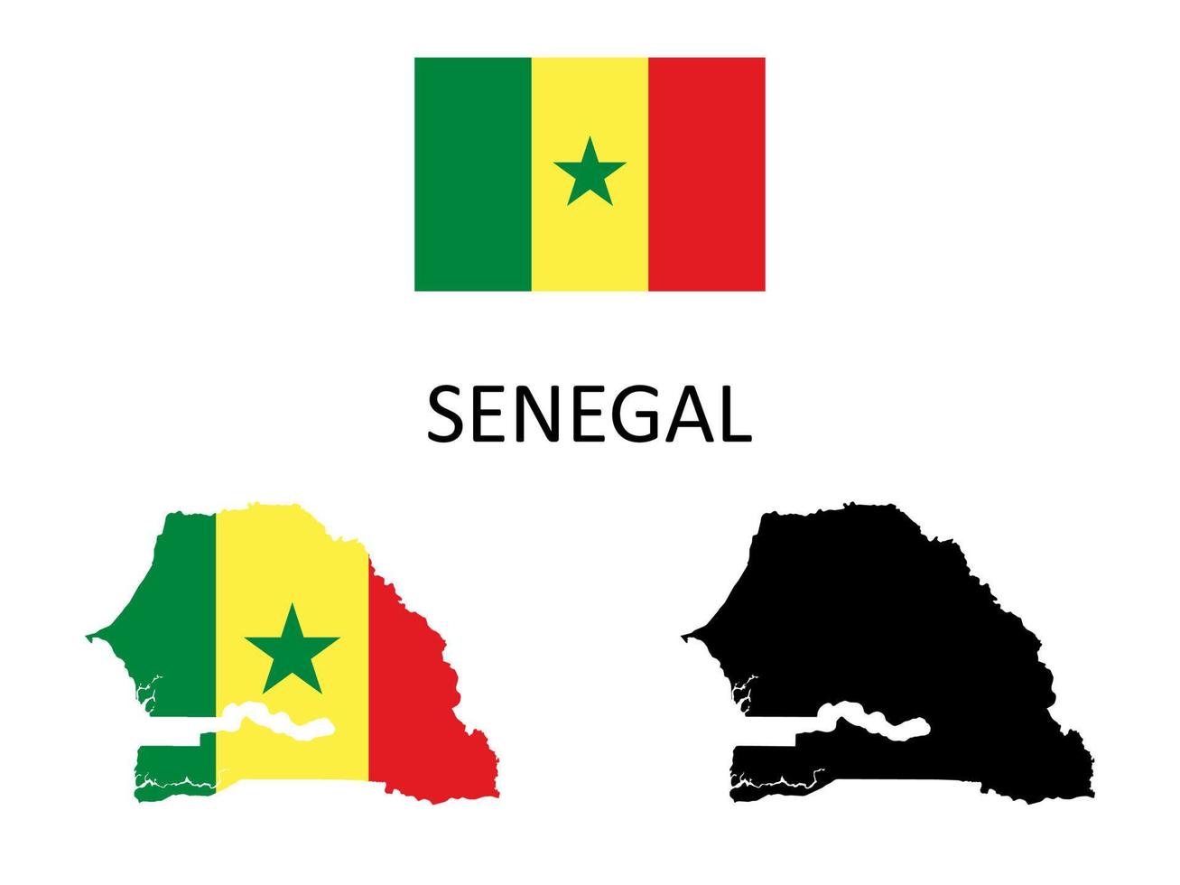 Senegal vlag en kaart illustratie vector