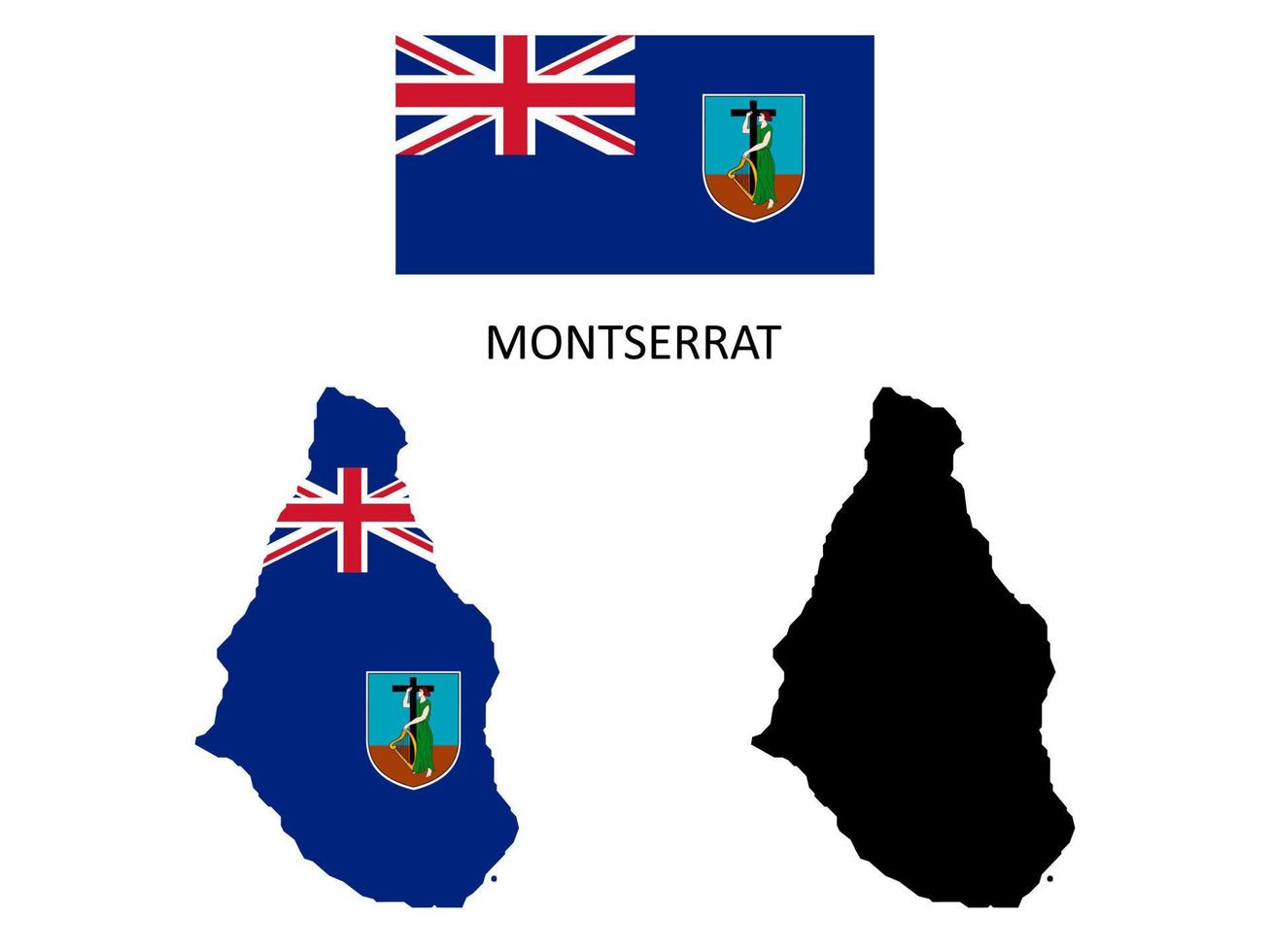 Montserrat vlag en kaart illustratie vector