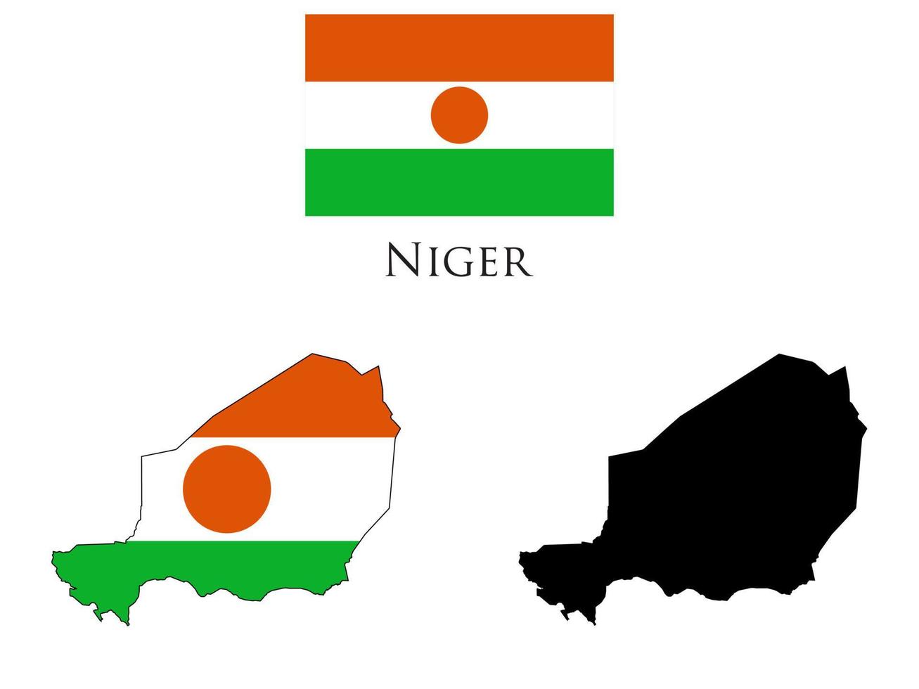 Niger vlag en kaart illustratie vector
