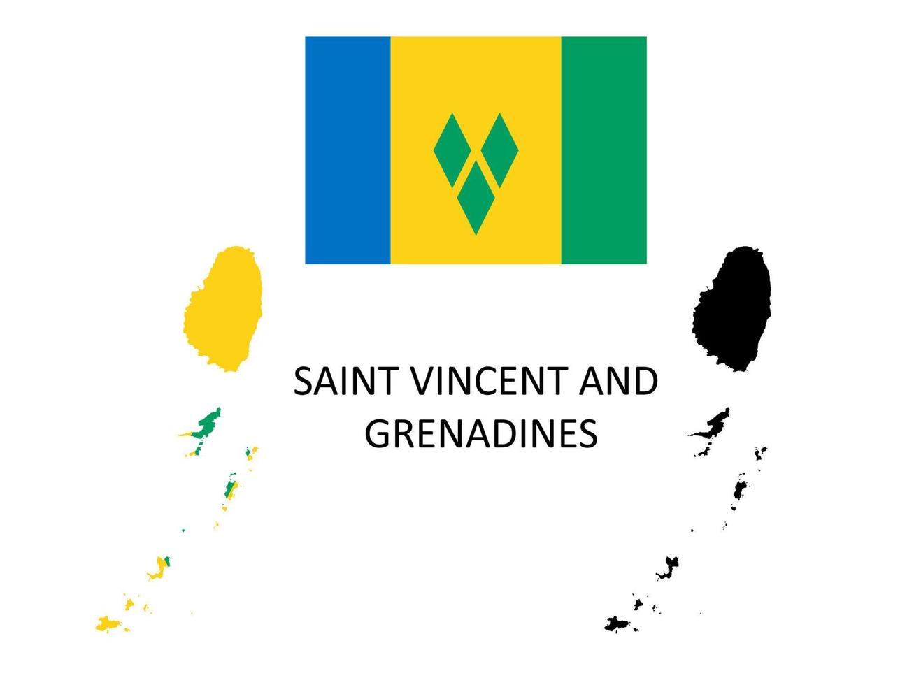 heilige vincent en grenadines vlag en kaart illustratie vector