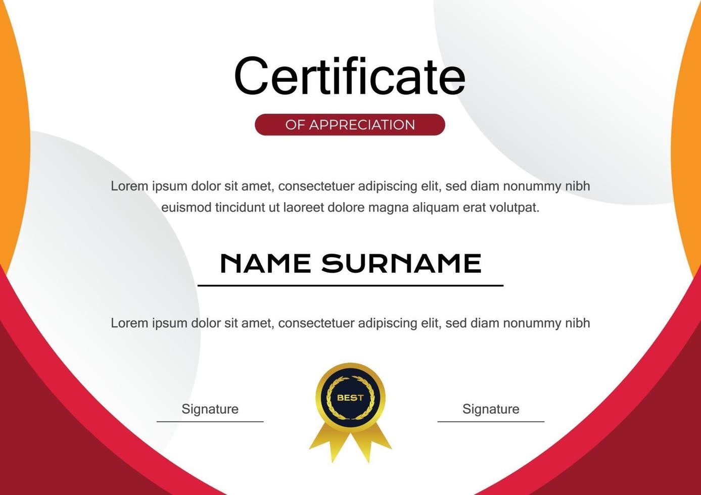 certificaat ontwerpsjabloon voor prestatie vector