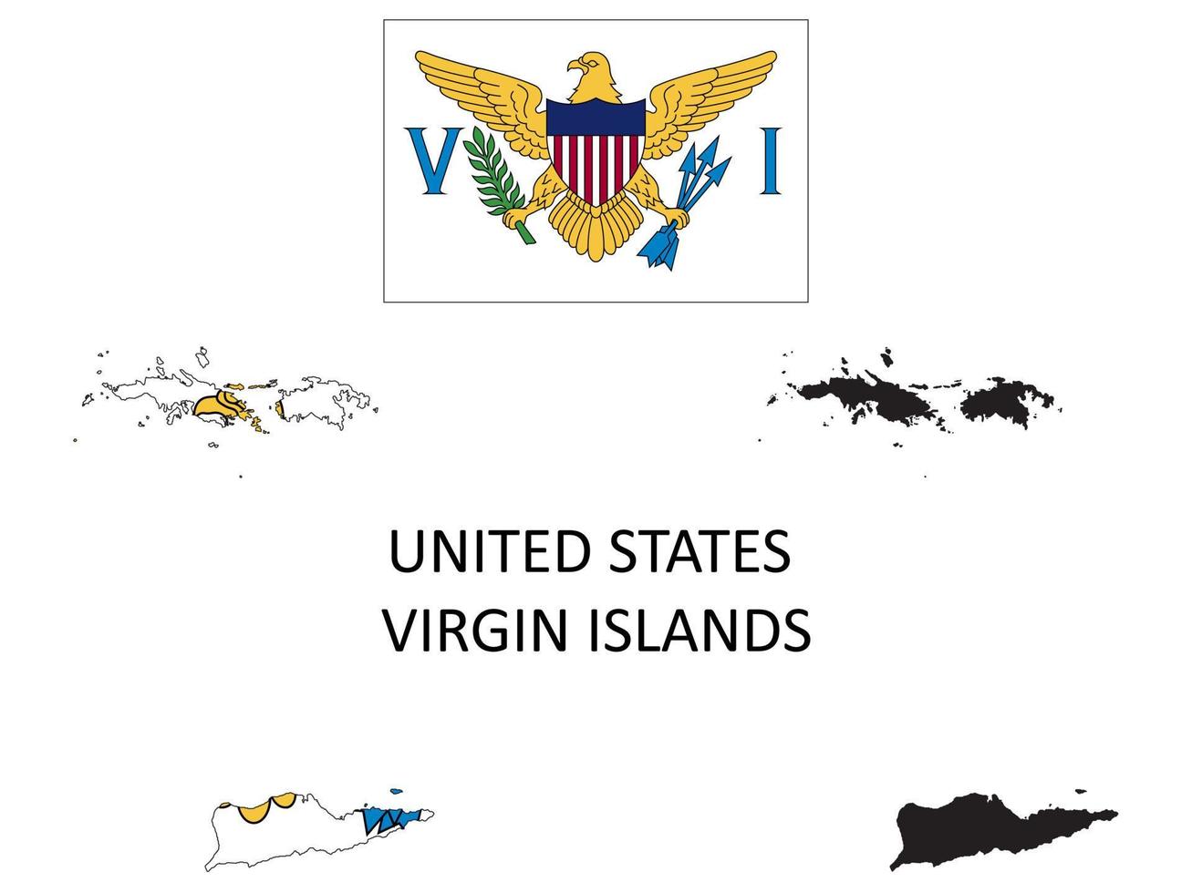 Verenigde staat maagd eilanden vlag en kaart illustratie vector