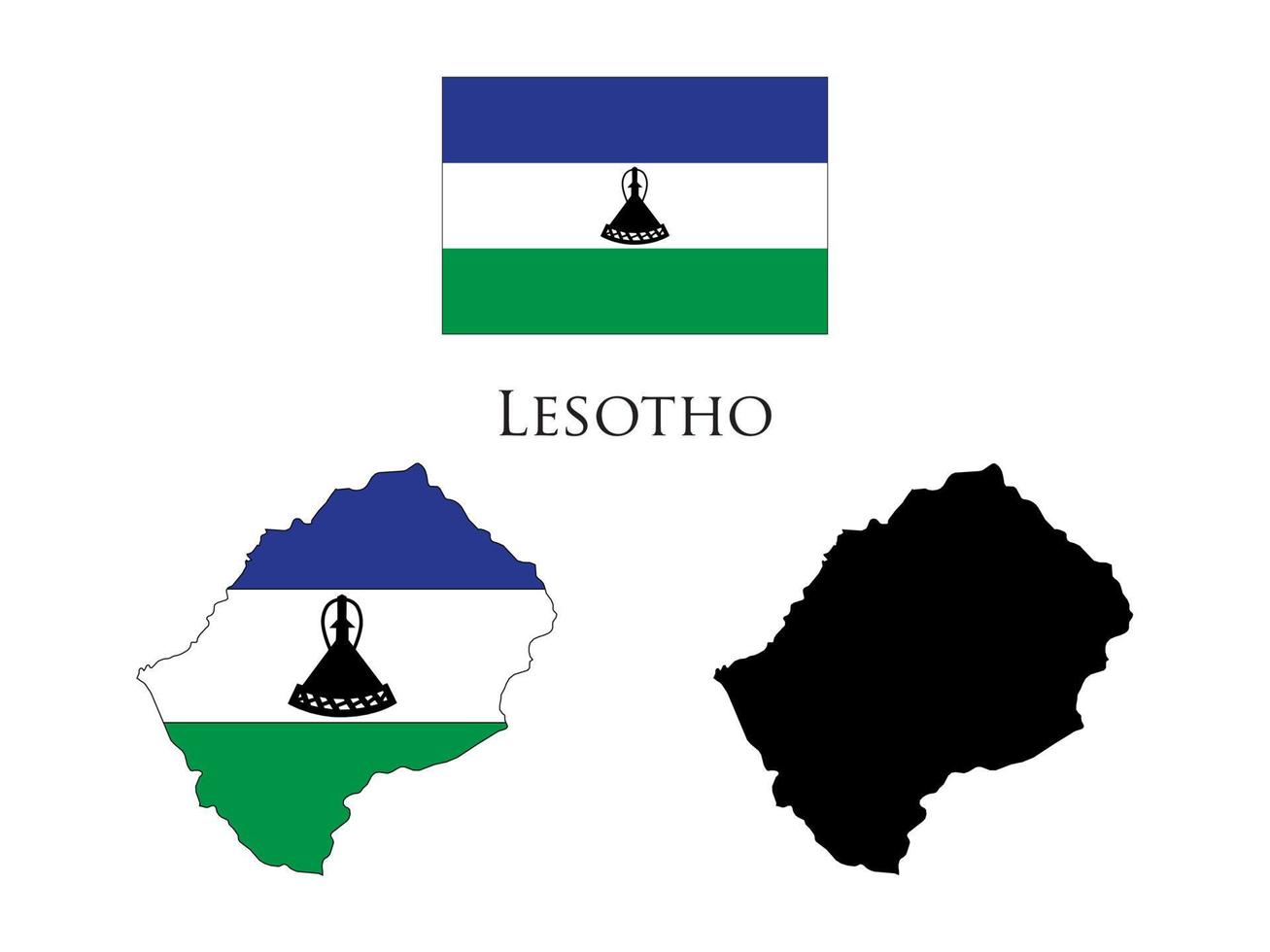 Lesotho vlag en kaart vector