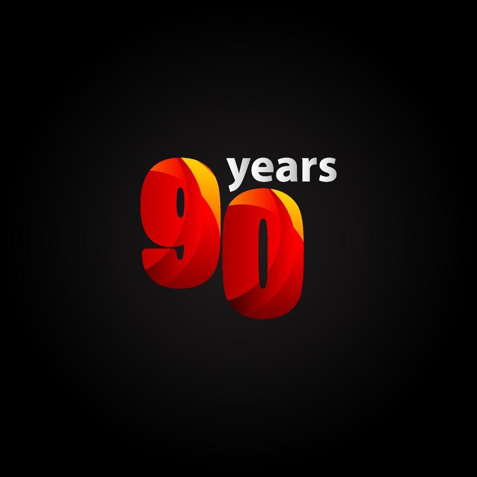 90 jaar verjaardag rood licht vector sjabloon ontwerp illustratie