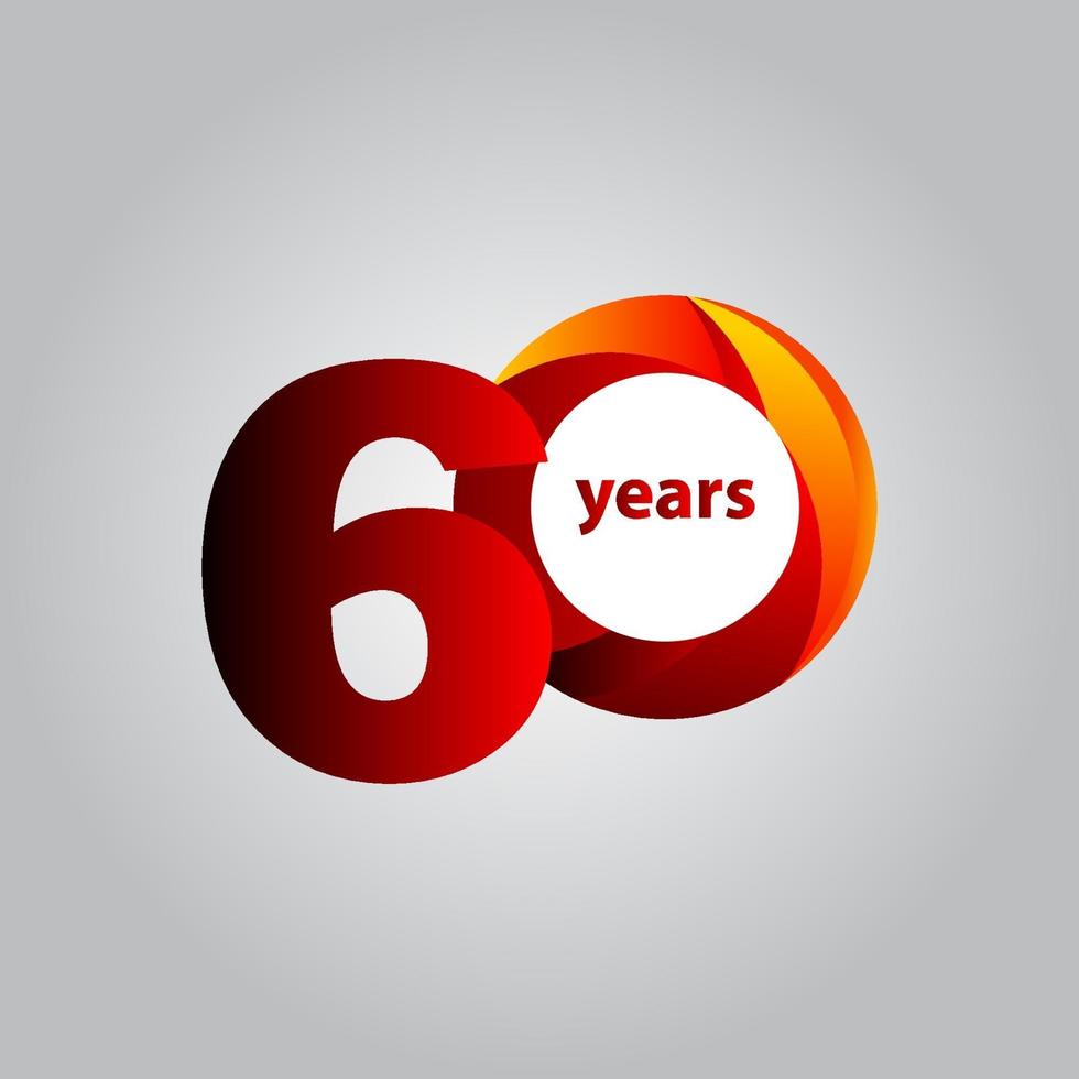 60 jaar verjaardag rode bal vector sjabloon ontwerp illustratie