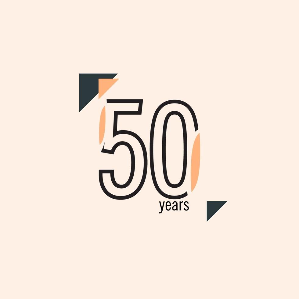 50 jaar verjaardag retro lijn vector sjabloon ontwerp illustratie