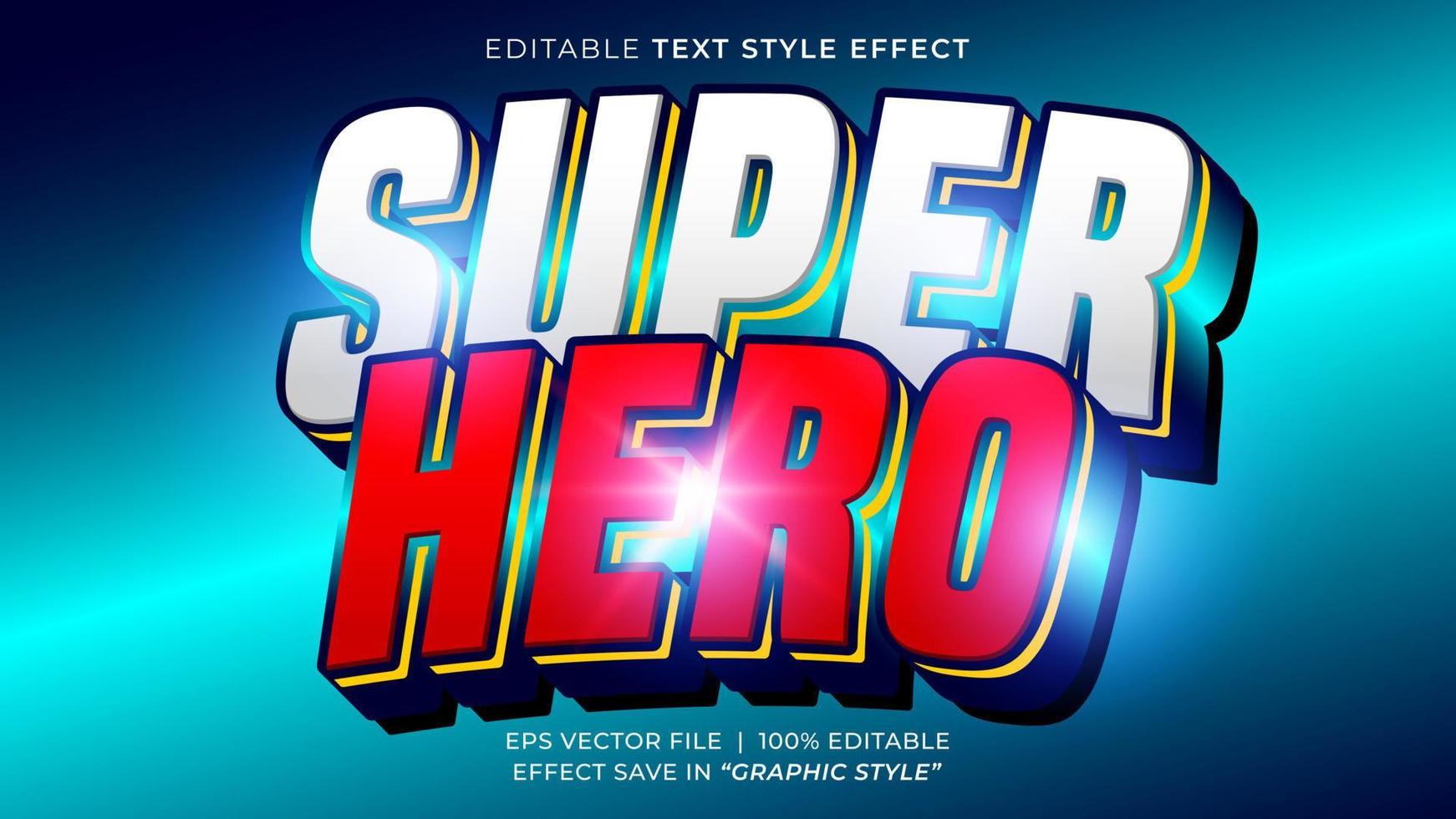 super held 3d bewerkbare tekst effect sjabloon vector