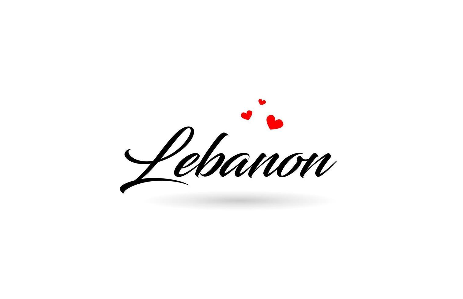 Libanon naam land woord met drie rood liefde hart. creatief typografie logo icoon ontwerp vector