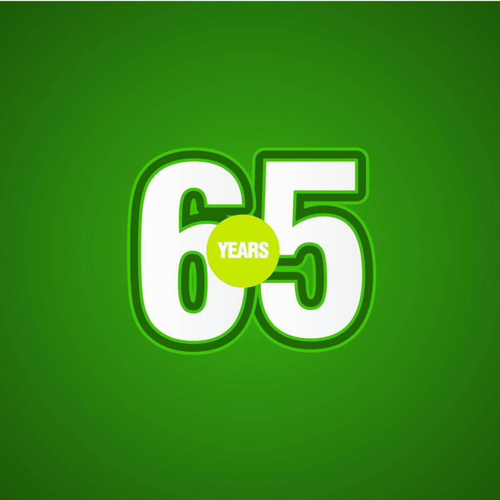 65 jaar verjaardag groen licht vector sjabloon ontwerp illustratie