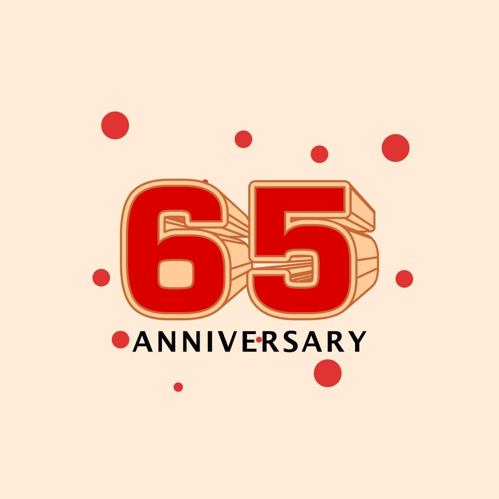 65 jaar verjaardag vector sjabloonontwerp illustratie
