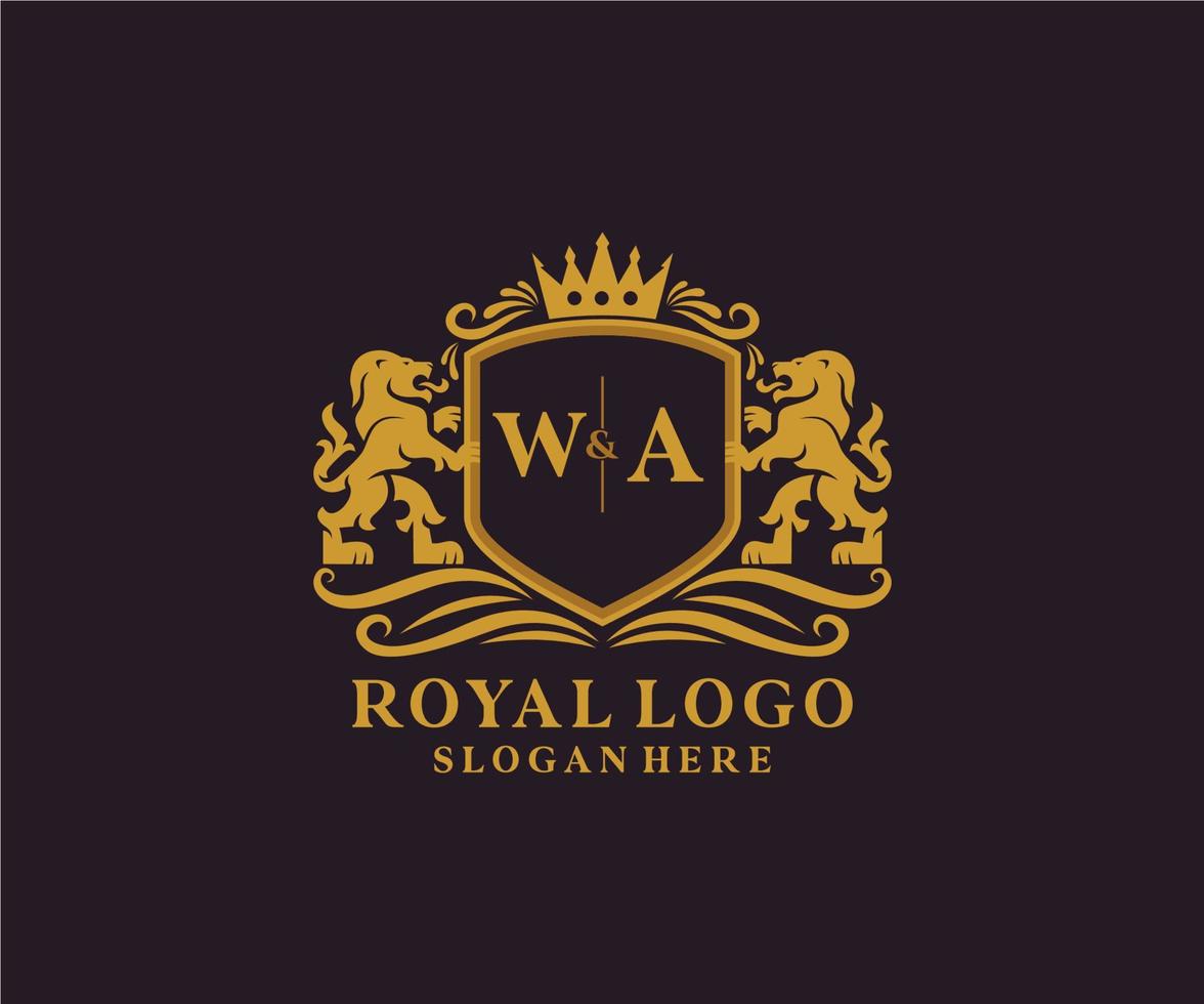 eerste wa brief leeuw Koninklijk luxe logo sjabloon in vector kunst voor restaurant, royalty, boetiek, cafe, hotel, heraldisch, sieraden, mode en andere vector illustratie.